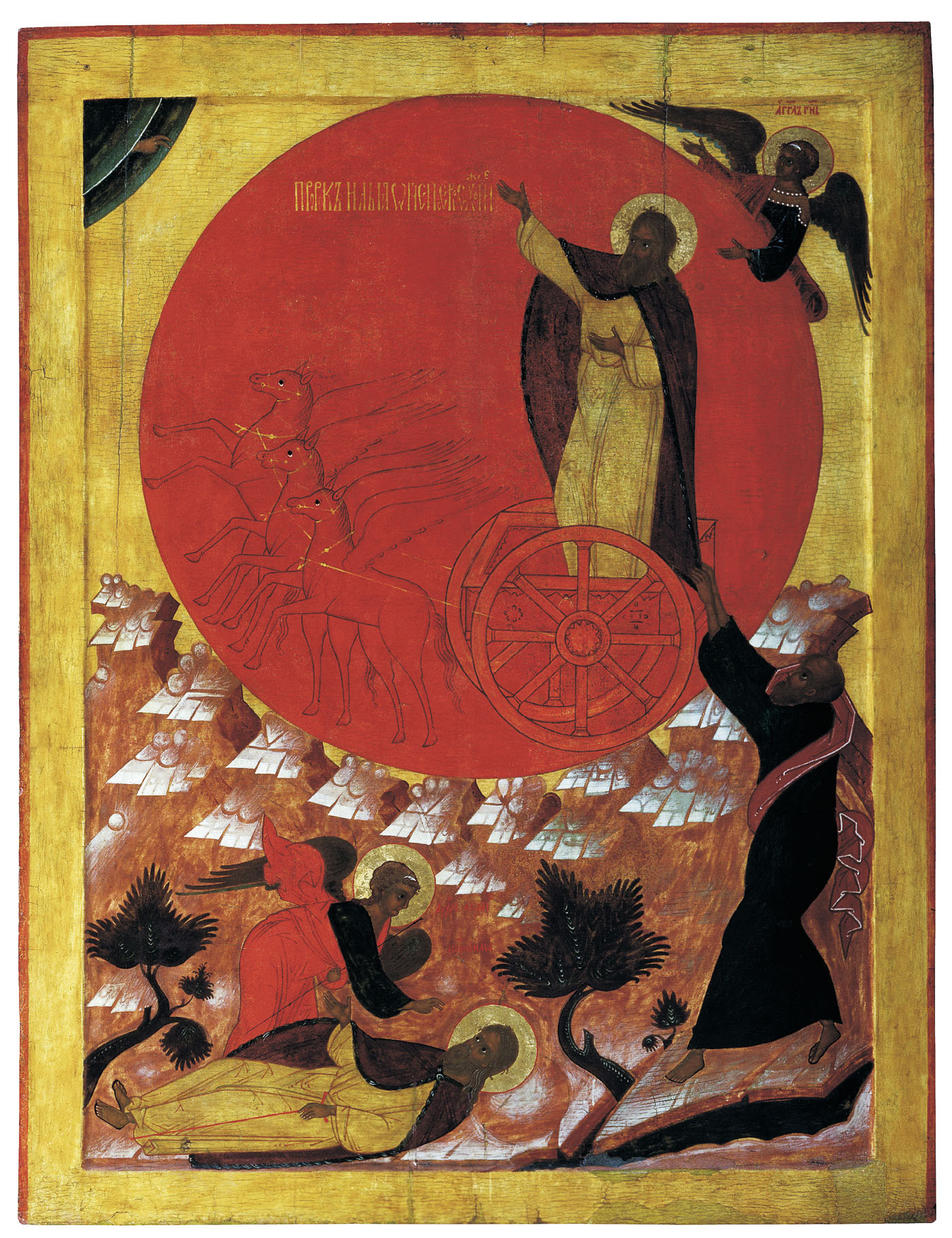 Икона святой пророк Илия, вознесение на небо на колеснице огненной